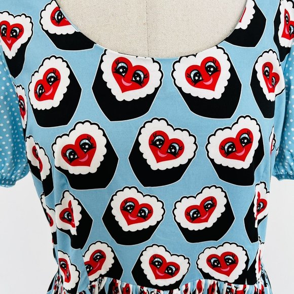 Irregular Choice x Sarsparilly Wonderful Wasabi Dress Sushi Kawaii Rockabilly M - Picture 4 of 10